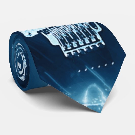 Electric Guitar Blue Rock en Roll Stropdas (Opgerold)