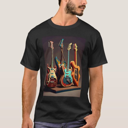 Electric Guitar Collection Cool Electric Guitars F T-shirt (Voorkant)