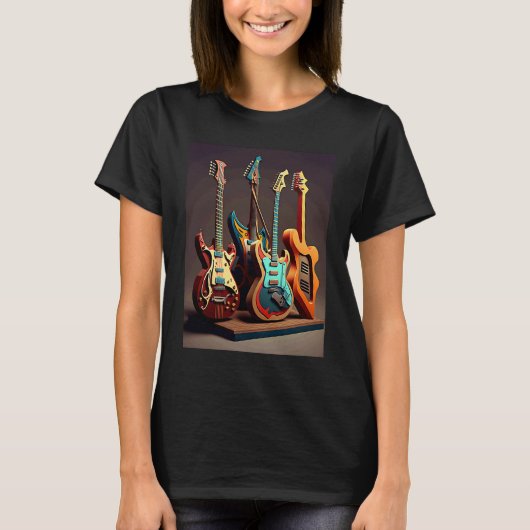Electric Guitar Collection Cool Electric Guitars F T-shirt (Voorkant)