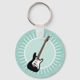 Electric Guitar Fun Turquoise Swirl Music Sleutelhanger