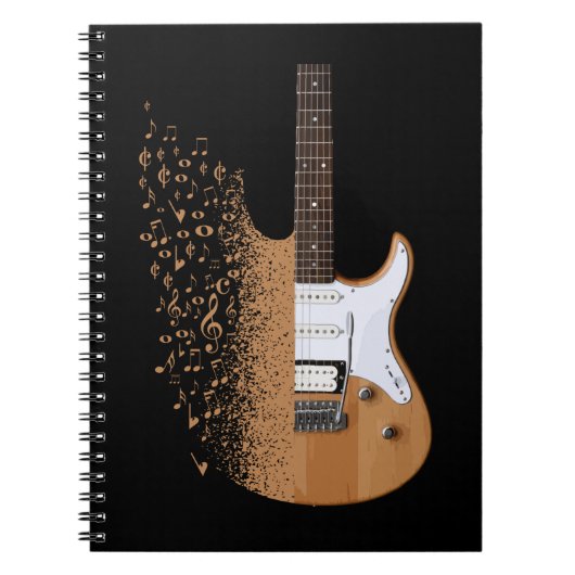 Electric Guitar Jazz Musician Musical Notes Notitieboek (Voorkant)