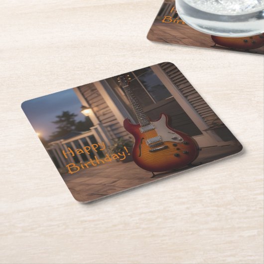 Electric Guitar Kartonnen Onderzetters (Schuin)