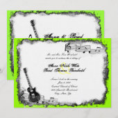 Electric Guitar Limoen Music Wedding Invitation Kaart (Voorkant / Achterkant)