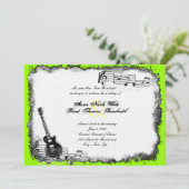Electric Guitar Limoen Music Wedding Invitation Kaart (Staand voorkant)