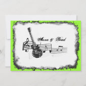 Electric Guitar Limoen Music Wedding Invitation Kaart (Achterkant)