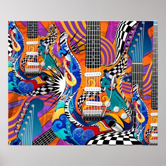 Electric Guitar Music Pop Art 60's Jokers Wild Poster (Voorkant)