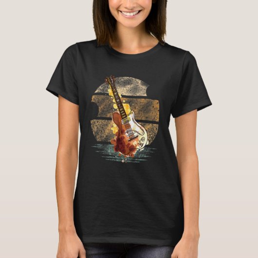 Electric Guitar Musical Artist Guitarist Sunset T-shirt (Voorkant)