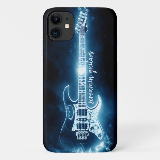 Electric Guitar Musician Blue Black Typografie iPh Case-Mate iPhone Case (Achterkant)