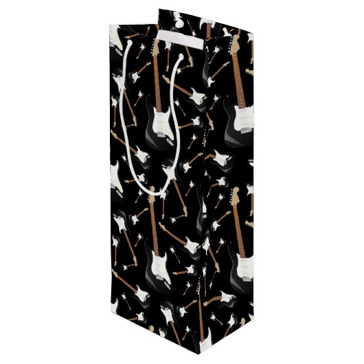 Electric Guitar Musician Music Teacher Wijn Cadeautas (Achterkant Gekanteld)