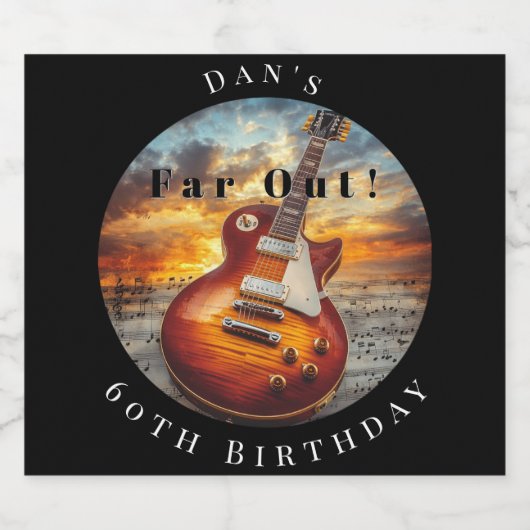 Electric Guitar Ocean Sunset Bier Etiket (Enkel label)