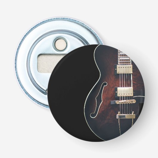 Electric Guitar On Black Button Flesopener (Voorkant)