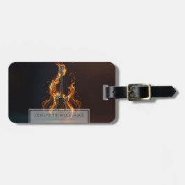 Electric guitar on fire           bagagelabel
