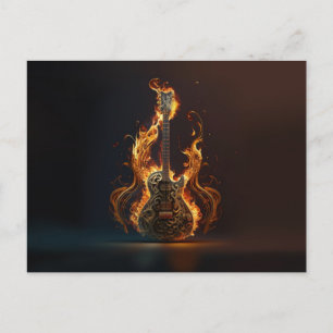 Electric guitar on fire briefkaart