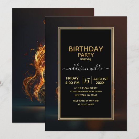 Electric guitar on fire kaart (Voorkant / Achterkant)