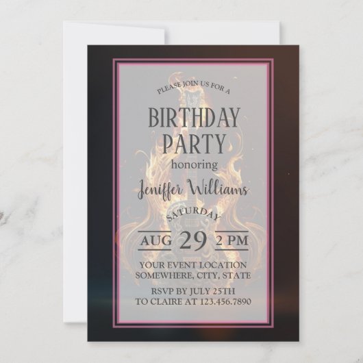 Electric guitar on fire kaart (Voorkant)