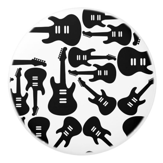 Electric Guitar Pattern Music Thed CUSTOM COLOR Keramische Knop (Voorkant)