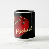 Electric Guitar Player Rock Music Name Red Black Mok (Midden)