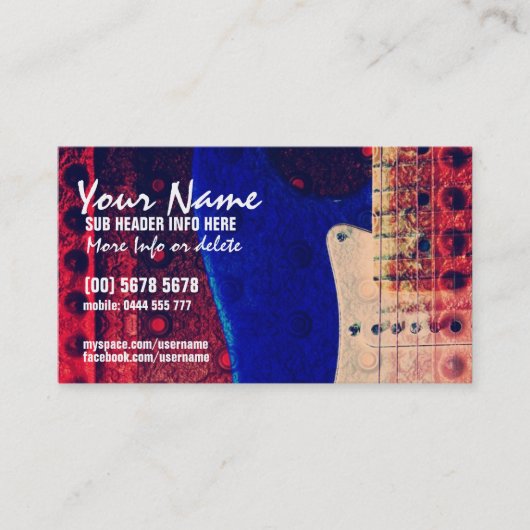 Electric Guitar Red/Blue Music Visitekaartje (Voorkant)