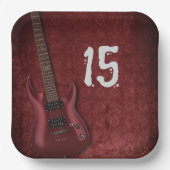 Electric Guitar Red Verjaardagsfeestje Papier Bord (Voorkant)