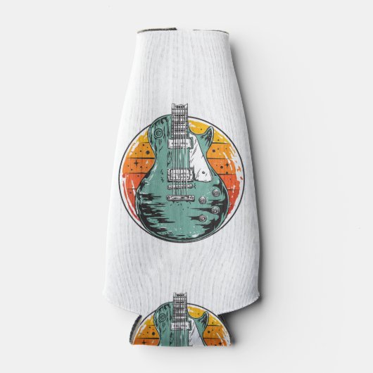 Electric Guitar Retro Sunset  Muziekband Gu Flesjeskoeler (Voorkant)