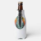 Electric Guitar Retro Sunset  Muziekband Gu Flesjeskoeler (Fles Achterkant)