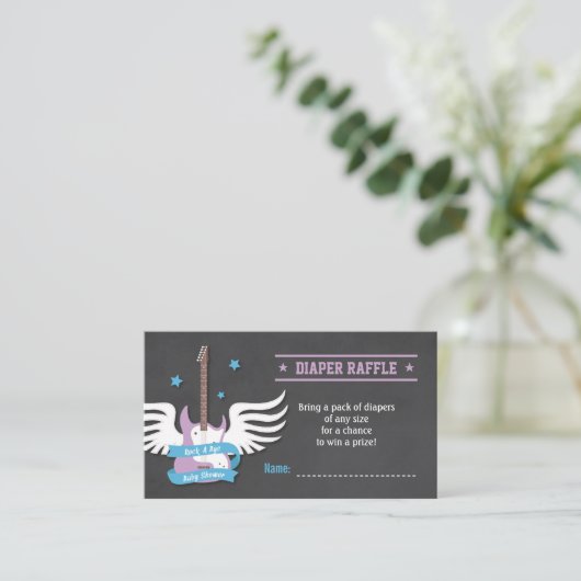 Electric Guitar Rock a Dag Diaper Raffle Informatiekaartje (Staand voorkant)