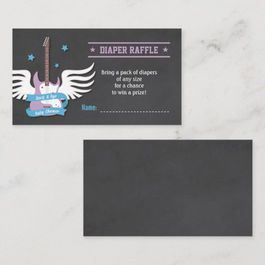 Electric Guitar Rock a Dag Diaper Raffle Informatiekaartje (Voorkant / Achterkant)