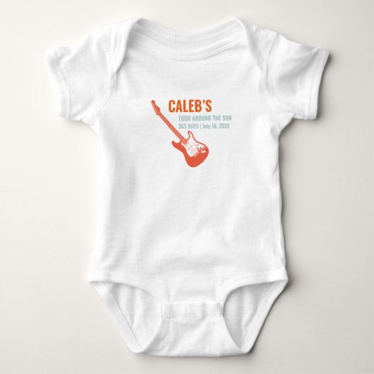 Electric Guitar Rock en Roll Music First Birthday Romper (Voorkant)