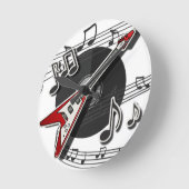 Electric Guitar Rock & Roll Notes Music Cool Ronde Klok (Hoek)