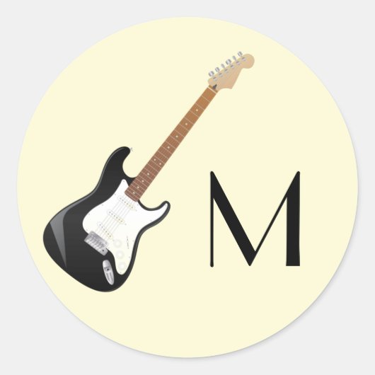 Electric Guitar Ronde Sticker (Voorkant)