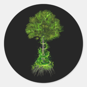 Electric Guitar Tree Life gitaar speler Natuur GUI Ronde Sticker