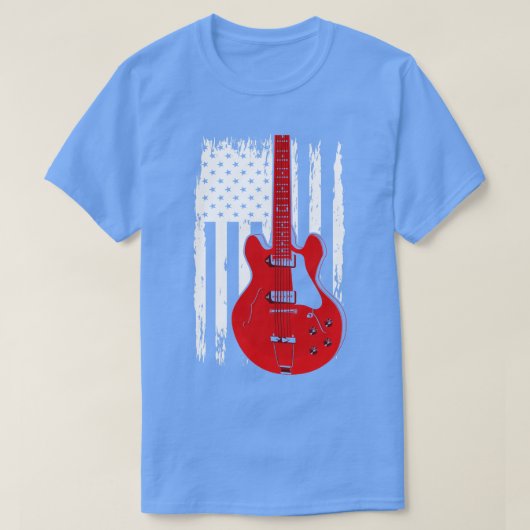 Electric Guitar US Vlag Musicus gitarist T-shirt (Design voorkant)
