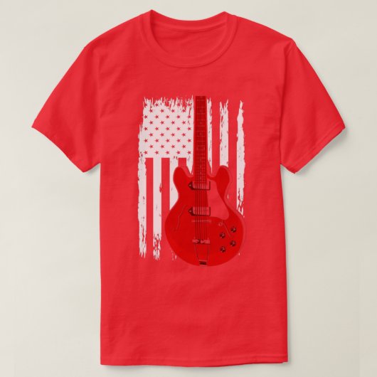 Electric Guitar US Vlag Musicus gitarist T-shirt (Design voorkant)
