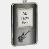 Electric Guitar Verzilverd Omlijst Ornament (Rechts)