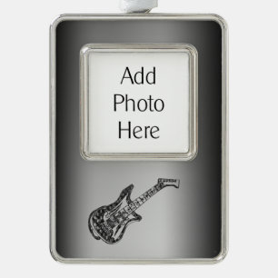 Electric Guitar Verzilverd Omlijst Ornament