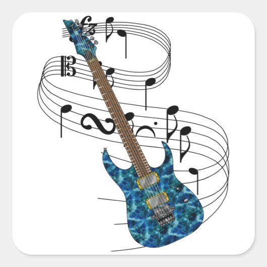 Electric Guitar Vierkante Sticker (Voorkant)