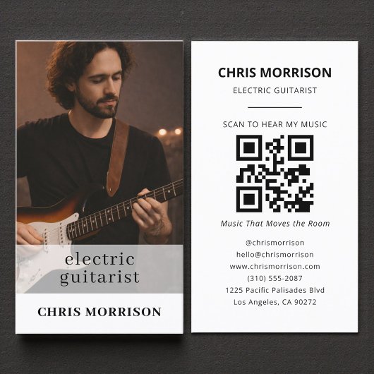 Electric Guitarist Musician QR Code Photo Visitekaartje
