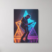 Electric Harmony Guitarist Abstract Neon  Canvas Afdruk (Voorkant)