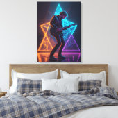 Electric Harmony Guitarist Abstract Neon  Canvas Afdruk (Insitu (Slaapkamer))