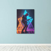 Electric Harmony Guitarist Abstract Neon  Canvas Afdruk (Insitu (Houten vloer))