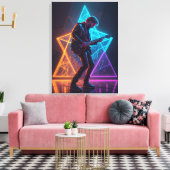 Electric Harmony Guitarist Abstract Neon  Canvas Afdruk (Insitu (Woonkamer))