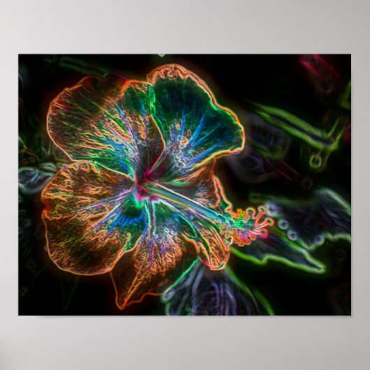 Electric Hibiscus Abstract Flower Art #2 Poster (Voorkant)