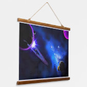 Electric Horizon – Modern Neon Abstract Glitch Art Hangend Wandkleed (Gebogen)