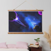 Electric Horizon – Modern Neon Abstract Glitch Art Hangend Wandkleed (Slaapkamer)