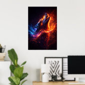 Electric Howl – Fire & Ice Wolf Poster (Thuiskantoor)