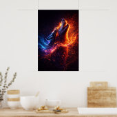 Electric Howl – Fire & Ice Wolf Poster (Keuken)
