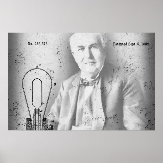 Electric Lamp Patent - Edison 1882 Poster (Voorkant)