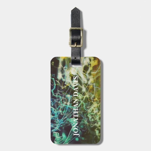 Electric Light Lines Gradient Abstract. Bagagelabel (Voorkant verticaal)