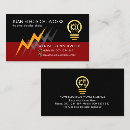 Electric Lightning Powers Electrician Service Visitekaartje (Voorkant / Achterkant)