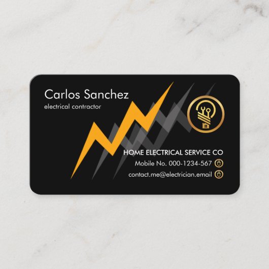 Electric Lightning Powers Electrician Visitekaartje (Voorkant)